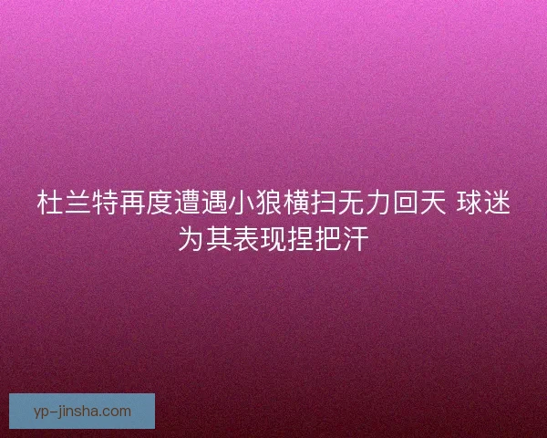 杜兰特再度遭遇小狼横扫无力回天 球迷为其表现捏把汗