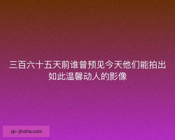 三百六十五天前谁曾预见今天他们能拍出如此温馨动人的影像